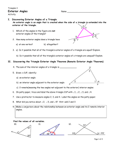 I. Discovering Exterior Angles of a Triangle