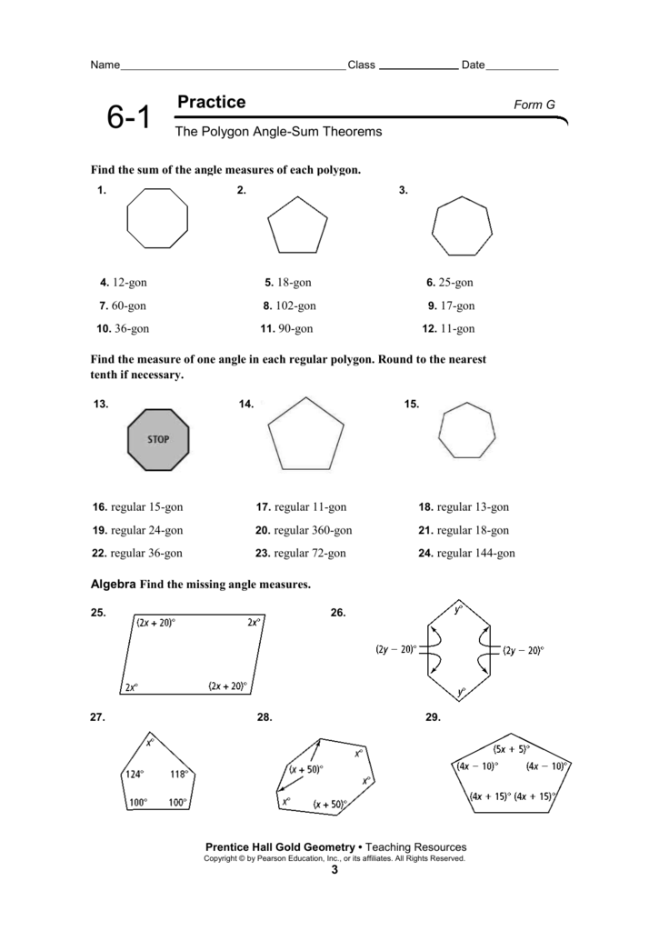 6 1 Practice The Polygon Angle Sum Theorems 15 Pages Solution 800kb Updated 2021 Logan 