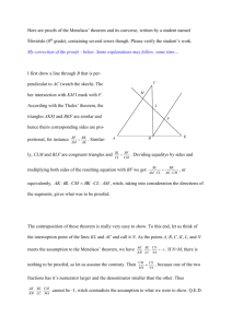 Here are proofs of the Menelaos` theorem and its converse, written