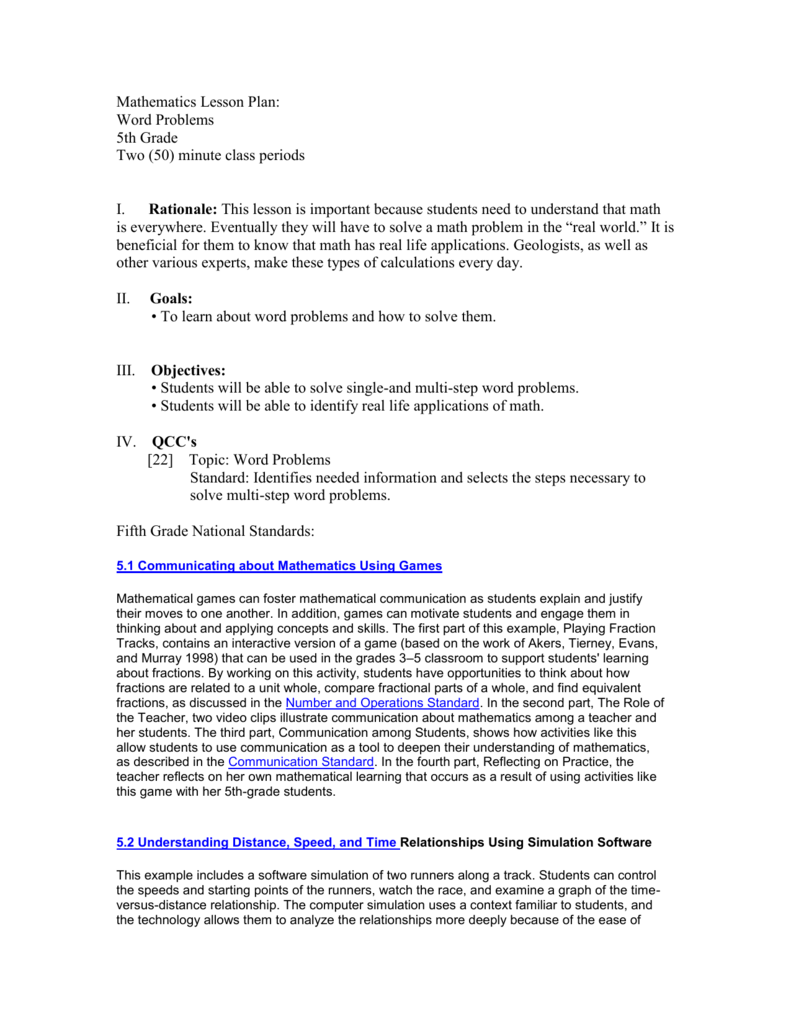 Mathematics Lesson Plan 