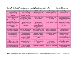 Sample Unit of Focus Lessons: Multiplication and Division Grade