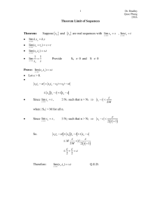 Theorem Limit of Sequences