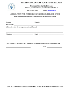 Corresponding Student Subscriber Application Form