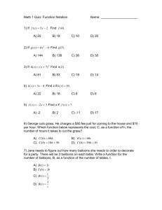 Math 1 Quiz Function Notation