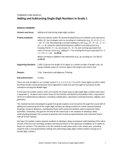 Common Core Math Module: Adding and Subtracting