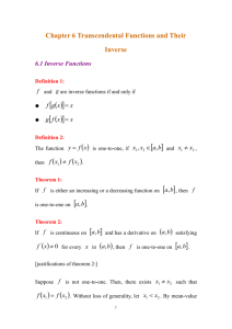6.1 Inverse functions