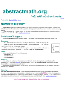 Abstract Math: Number Theory