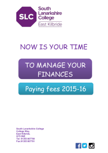 Money Matters 2015-16 - South Lanarkshire College