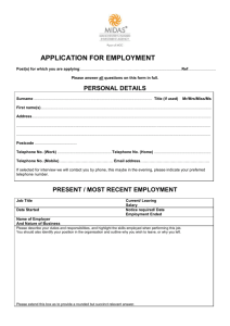 MIDAS Application Form