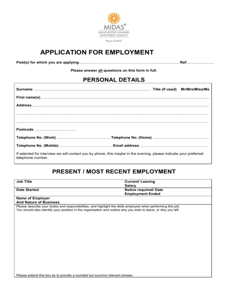 midas-application-form