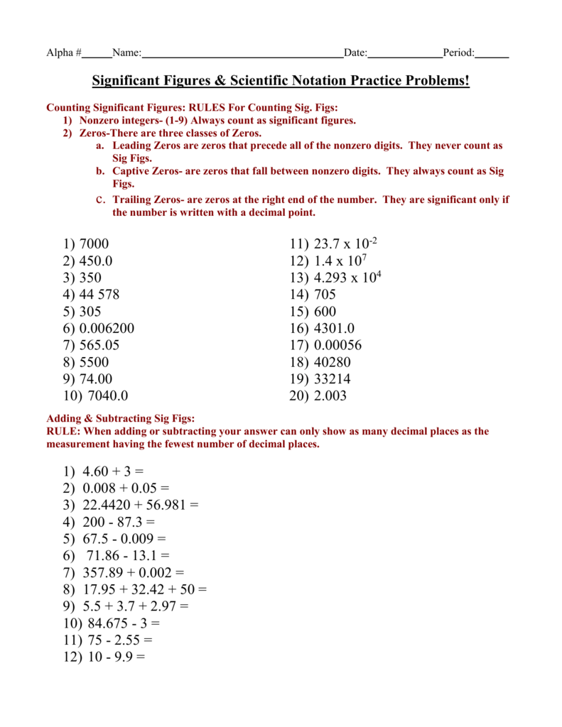 notation multiplication Pertaining To Adding Subtracting Scientific Notation Worksheet