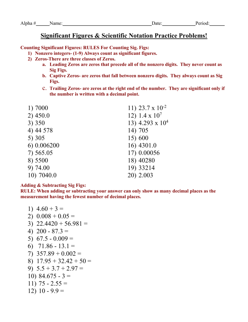 notation multiplication Pertaining To Scientific Notation Practice Worksheet