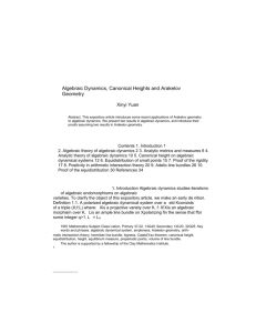 Algebraic Dynamics, Canonical Heights and Arakelov Geometry Xin