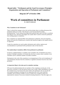 Work of committees in Parliament