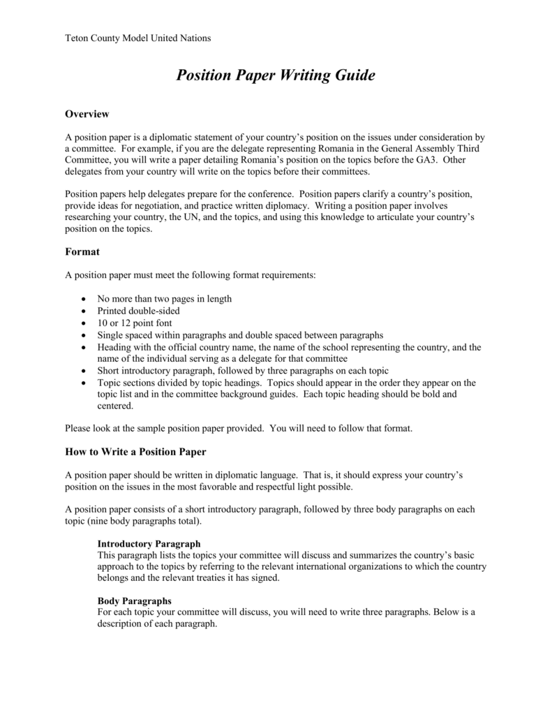 Model Un Position Paper Sample - sharedoc