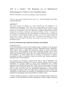 Self Regulated use of Mathematical Metalanguage by Children in