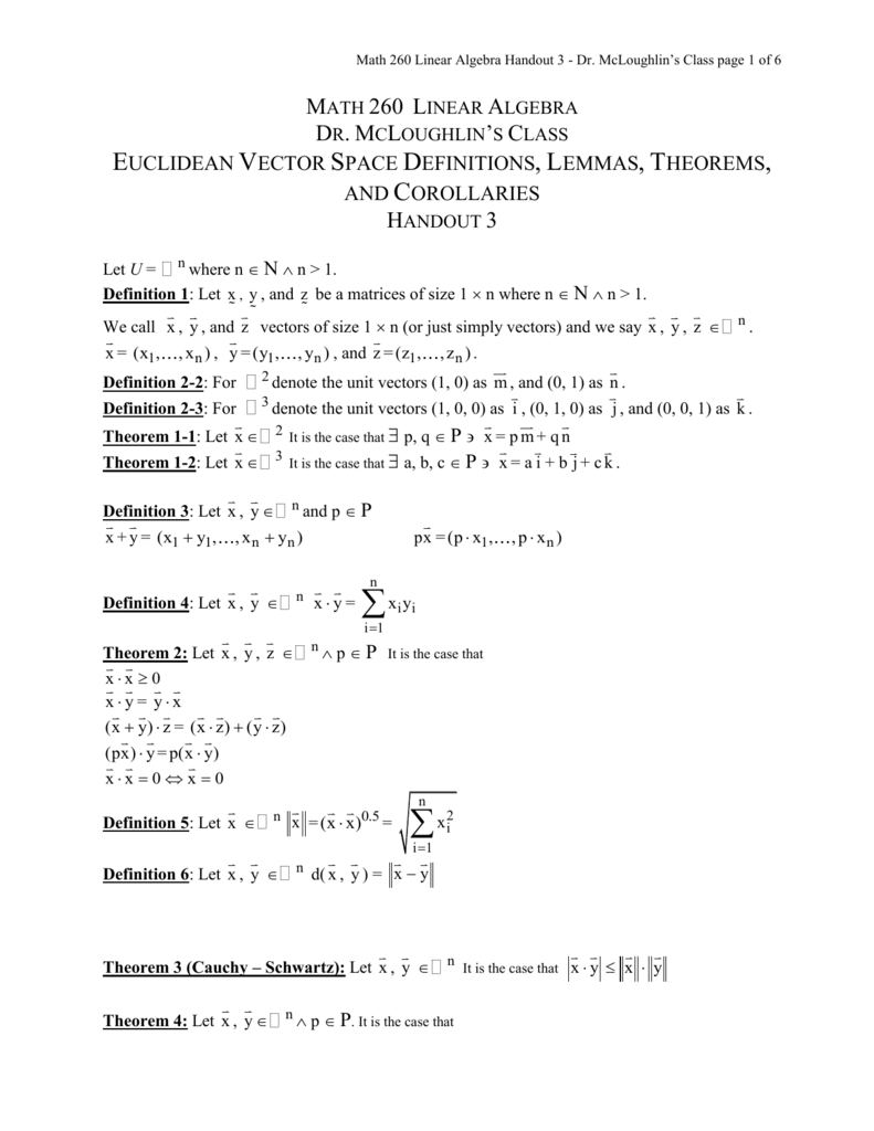 linear algebra terminology