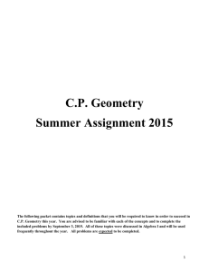 C.P. Geometry Summer Assignment 2015 The following packet