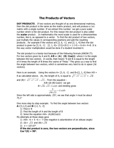 The Products of Vectors