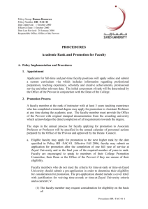 Summary for Faculty Promotion Recommendations