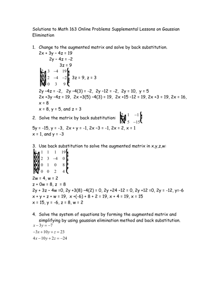 Math 163 Online Problems Supplemental Lessons On Gaussian