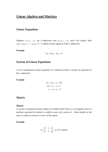 ULinear Algebra and Matrices