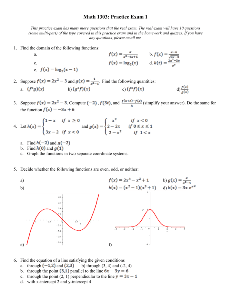 Math 1401 Practice Exam 3