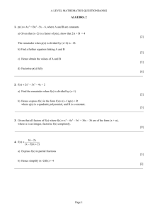 Algebra 2 Questions - NLCS Maths Department