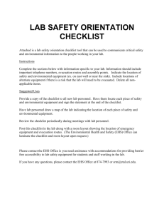 Lab Safety Orientation Checklist