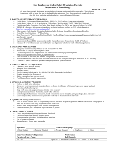New Employee or Student Safety Orientation Checklist Department