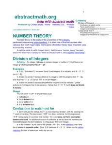 Number Theory - Abstractmath.org