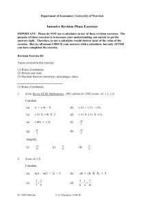 Revision exercises - University of Warwick