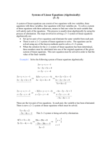Systems of Linear Equations (Algebraically)