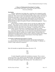 A Theory of Mathematical Knowledge for Teaching