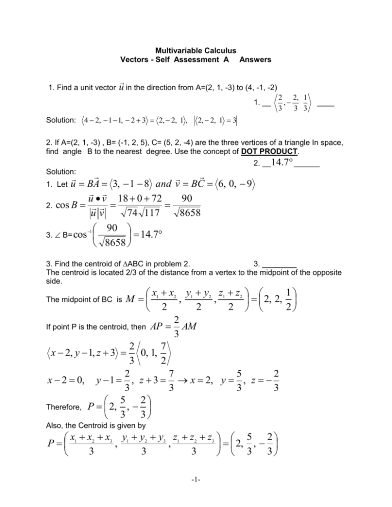 Vectors Answers