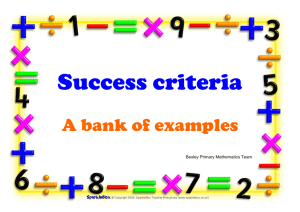 Success criteria - bank of examples