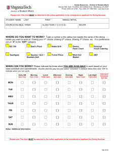 Preference & Availability Form