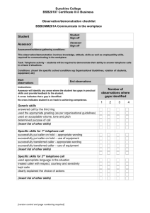 BSBCMM201A Observation/demonstration checklist sheet sample