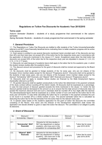 Regulations on Tuition Fee Discounts for Academic Year 2015/2016