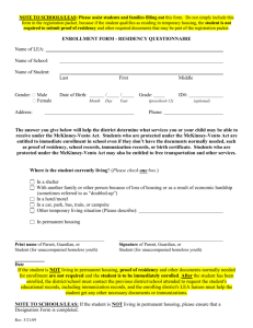 sample enrollment form/residency questionnaire