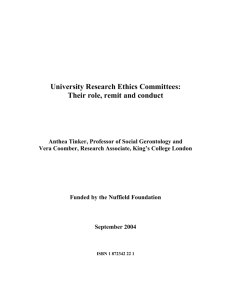 University Research Ethics Committees: Their role, remit and conduct