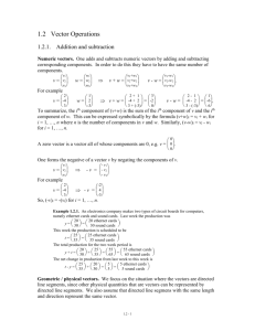 Vectors and Vector Operations