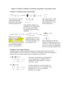 Chapter 2 Guideline on Equations, Inequalities, and Absolute Values
