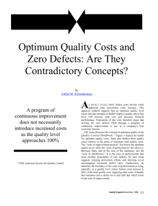 Optimum Quality Costs and Zero Defects