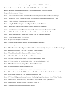 Contents of the Algebra 2, 2nd or 3rd Edition DVD Series