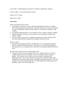 Lesson Title: Understanding and solving for variables in mathematic