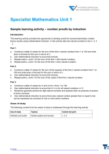 Sample learning activity number proofs by induction