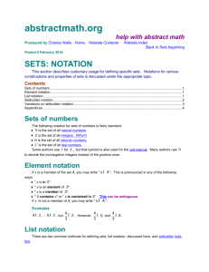 Abstract Math: Sets: Notation