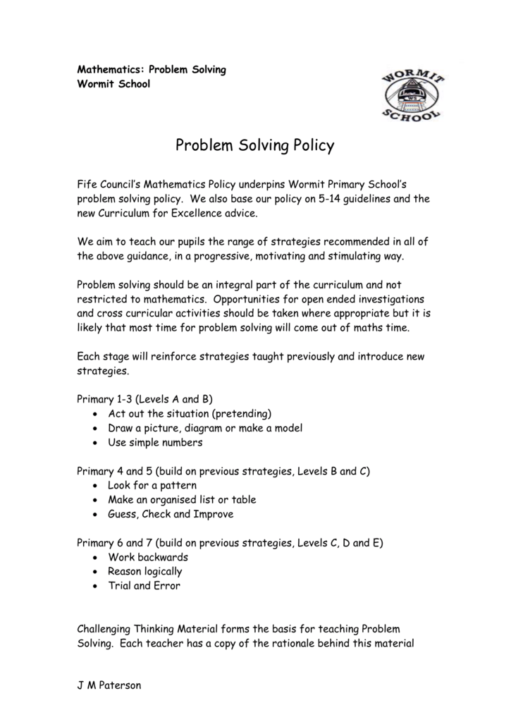 problem solving activities for primary students