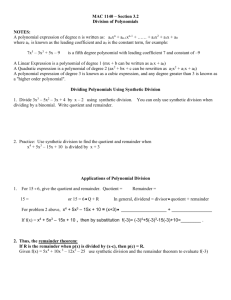 Zeros of Polynomial Functions